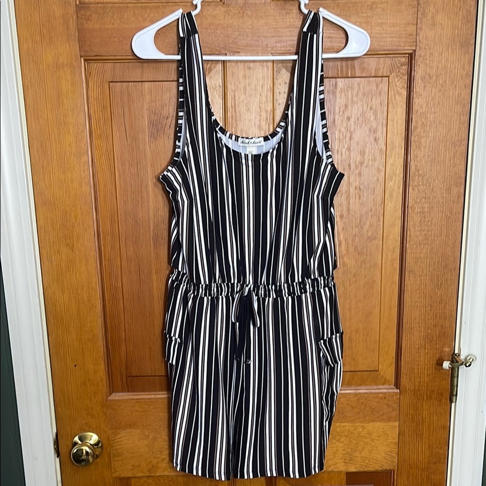 Derek Heart Black and White Striped Jumpsuit
